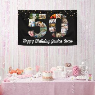 50th birthday Photo Collage event party Banner