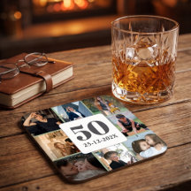 50th Birthday Photo Collage Guy Men Milestone
