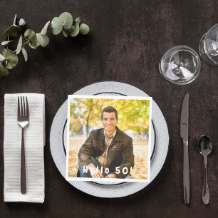 50th birthday photo hello 50 guys men luncheon napkin