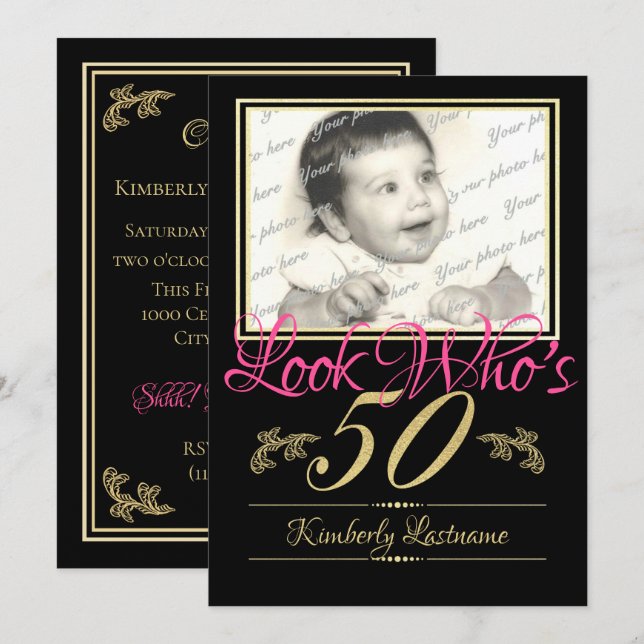 50th Birthday Photo Invitation (Front/Back)