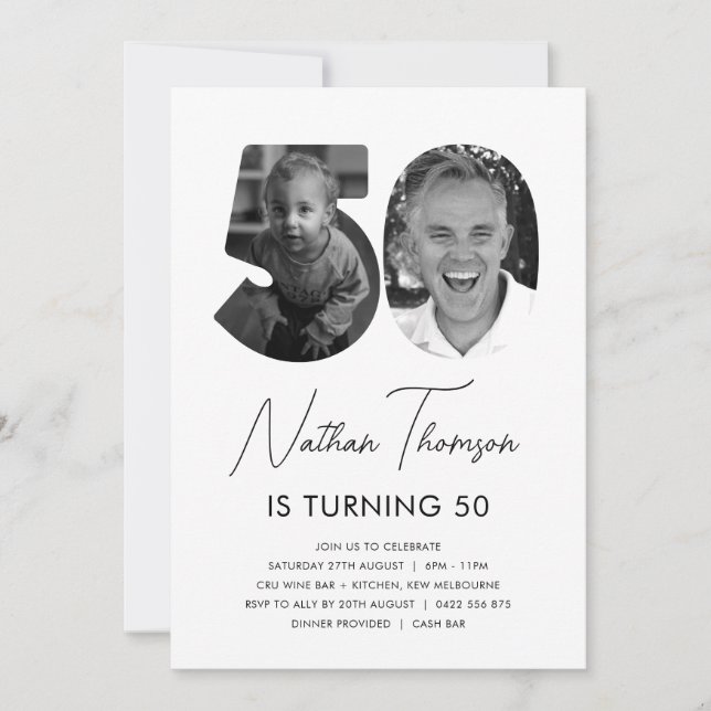 50th Birthday Photo Invitation (Front)