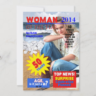 50TH Birthday PHOTO Invitation - Magazine Cover