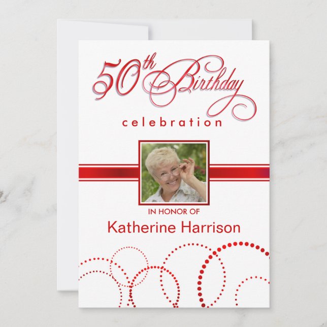 50th Birthday Photo Invitations - with Monogram (Front)