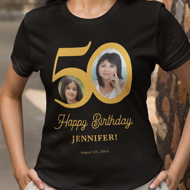 50th Birthday photo name personalised T-Shirt (Creator Uploaded)