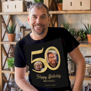 50th Birthday photo name personalised  T-Shirt