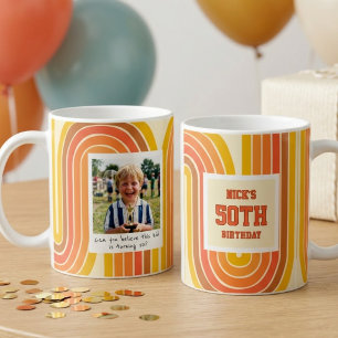 50th Birthday Photo Retro Yellow Coffee Mug