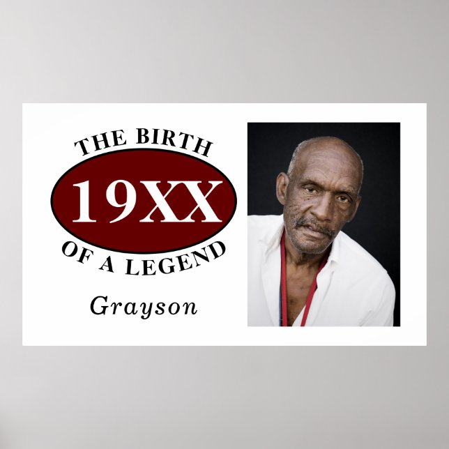 50th Birthday Photo Template Birth Of A Legend Poster (Front)
