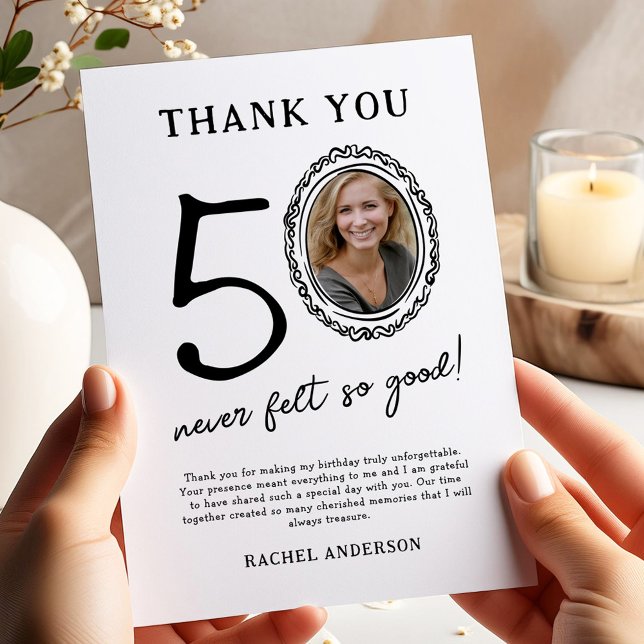 50th Birthday Photo Thank You Card (Creator Uploaded)