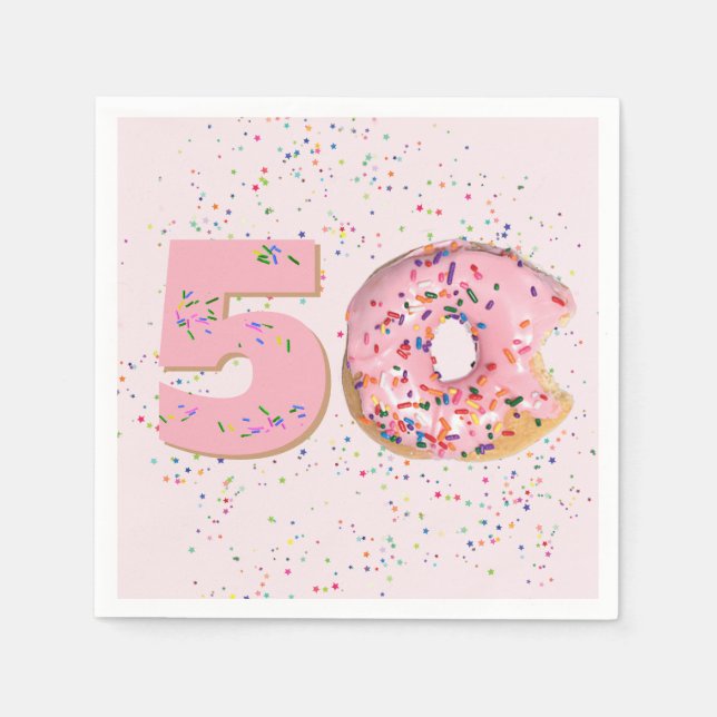 50th Birthday Pink Doughnut  Napkins (Front)