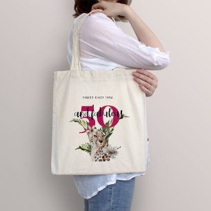 50th Birthday Pink Funny Wild Jungle Leopard Tote Bag