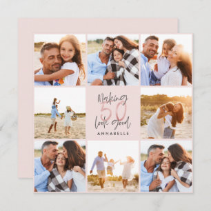 50th birthday pink girly glitter photo collage