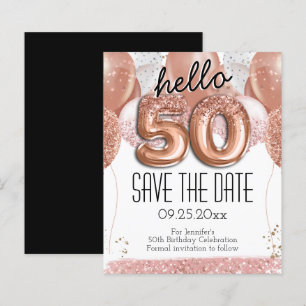 50th Birthday Pink Glitter Save the Date