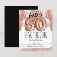 50th Birthday Pink Glitter Save the Date