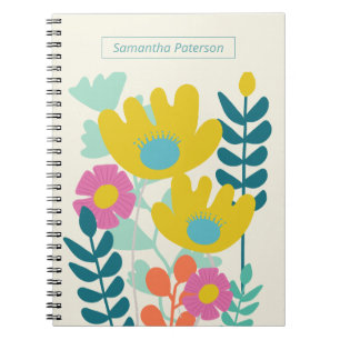 50th birthday pretty colourful floral modern notebook