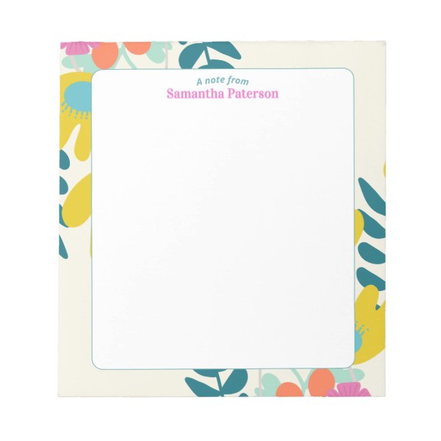 50th birthday pretty colourful floral modern notepad (Front)