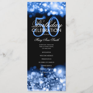 50th Birthday Program Glam Lights Navy w/ Menu