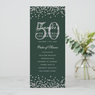50th Birthday Program Menu Thank U Silver Green  Invitation