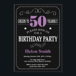 50th Birthday Purple and Black Chalkboard Invitation<br><div class="desc">50th Birthday Invitation Purple and Black Typography. Chalkboard. Black and White Background. Adult Birthday. Male Men or Women Birthday. Kids Boy or Girl Lady Teen Teenage Bday Invite. 13th 15th 16th 18th 20th 21st 30th 40th 50th 60th 70th 80th 90th 100th. Any Age. For further customisation, please click the "Customise...</div>