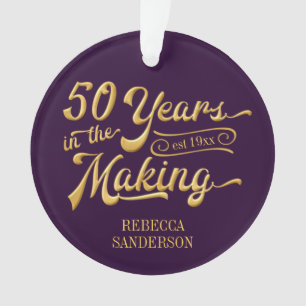 50th Birthday Purple and Gold Photo Ornament