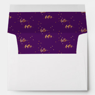 50th birthday purple gold typography envelope