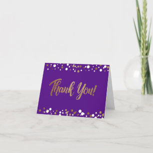 50th birthday Purple gold white confetti thank you Card