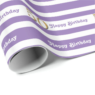 50th birthday purple gold women wrapping paper