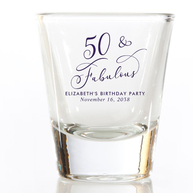 50th Birthday Purple Party Favour Shot Glass (Creator Uploaded)