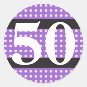 50th Birthday Purple Pink Polka Dots Stickers