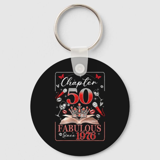 50th Birthday Queen Chapter 50 Fabulous Since 1976 Key Ring (Front)