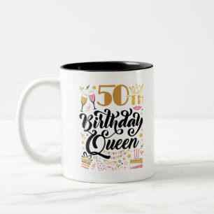 50th Birthday Queen Two-Tone Coffee Mug