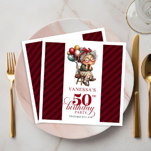 50th Birthday Quirky Old Lady Funny Paper Party  Napkin