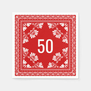 50th Birthday Red Bandanna Napkin