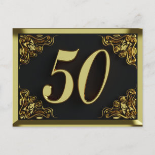 50th Birthday Regal Gold Invitation or Greeting Postcard