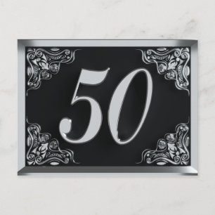 50th Birthday Regal Silver Invitation or Greeting Postcard