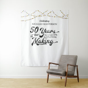 50th Birthday Retro Backdrop Years In The Making Tapestry