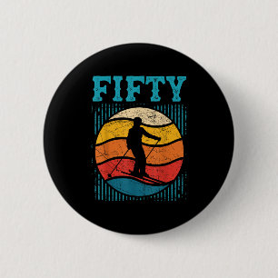 50th Birthday Retro Ski Skiing 50 Year Old Men Wom 6 Cm Round Badge