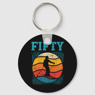 50th Birthday Retro Ski Skiing 50 Year Old Men Wom Key Ring