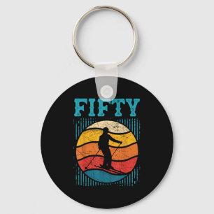 50th Birthday Retro Ski Skiing 50 Year Old Men Wom Key Ring