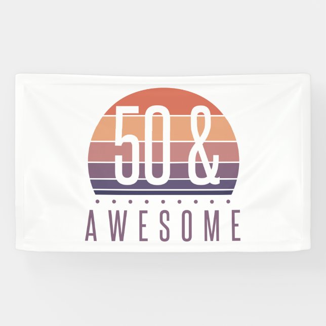 50th Birthday Retro Sunset Banner (Horizontal)