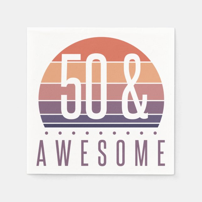 50th Birthday Retro Sunset Napkin (Front)
