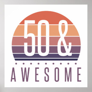 50th Birthday Retro Sunset Poster