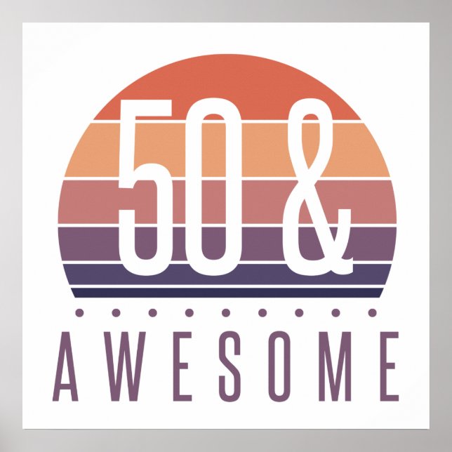 50th Birthday Retro Sunset Poster (Front)