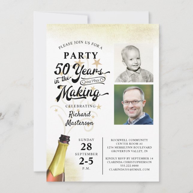 50th Birthday Retro YEARS IN THE MAKING Photo Invitation (Front)