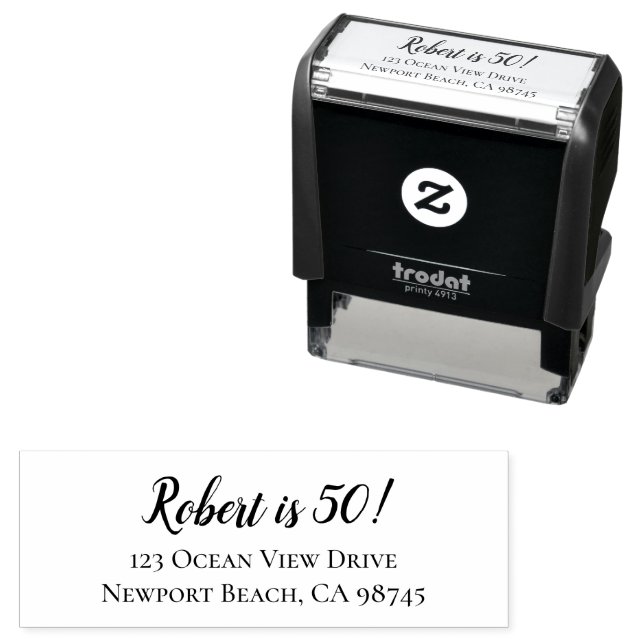 50th Birthday Return Address Self-inking Stamp (In Situ)