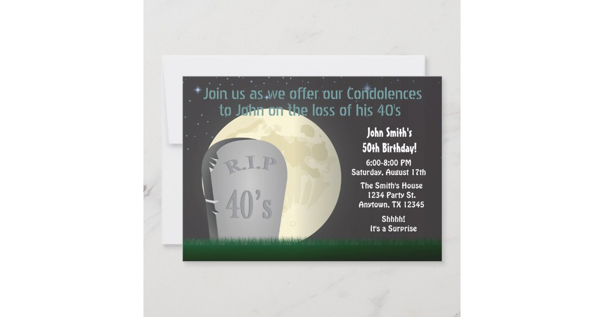 50th Birthday RIP 40s Invitation | Zazzle