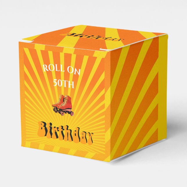 50th Birthday Roller Skate Born In The 70s  Favour Box (Front Side)