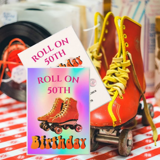 50th Birthday Roller Skate Born In The 70s Tie Dye Invitation (Creator Uploaded)