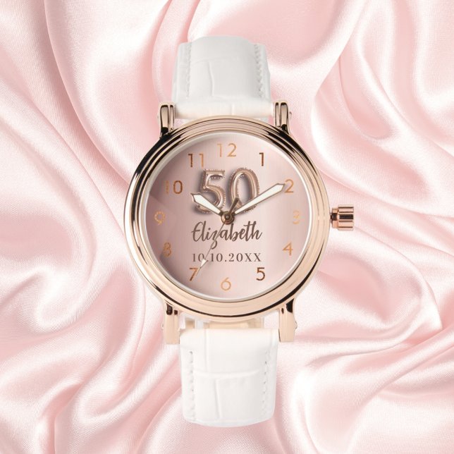 50th Birthday rose gold name Watch (Creator Uploaded)