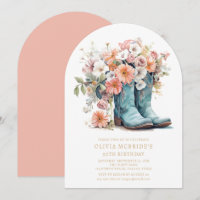 50th Birthday Rustic Cowgirl Boots Flowers