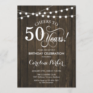 50th Birthday - Rustic Wood Pattern Invitation